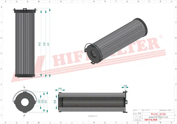 Rysunek wymiarowy Filtr hydrauliczny SH 74705 SP