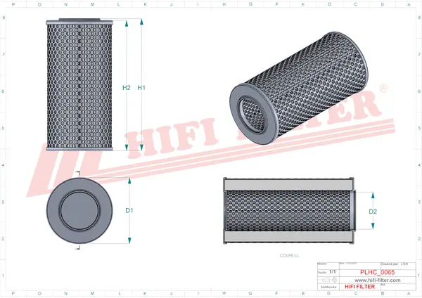 Rysunek wymiarowy Filtr hydrauliczny SH 75221 SP