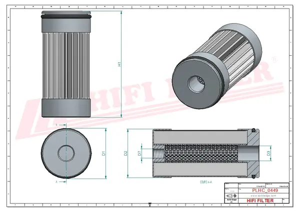 Rysunek wymiarowy Filtr hydrauliczny SH 75294