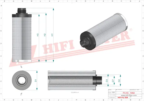 Rysunek wymiarowy Filtr hydrauliczny SH 75463 V