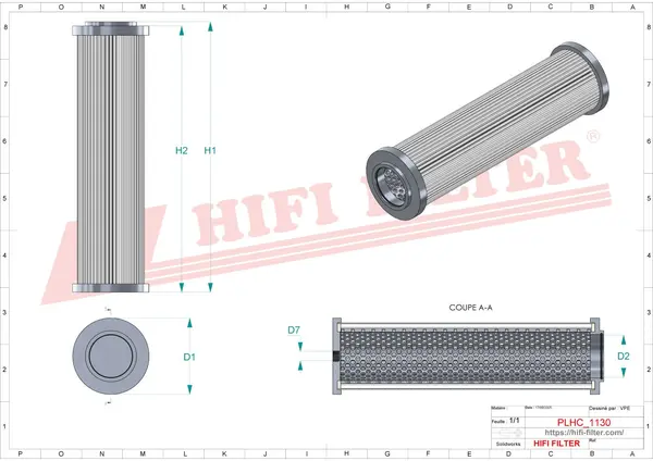 Rysunek wymiarowy Filtr hydrauliczny SH 75470