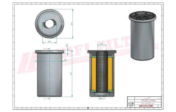 Rysunek wymiarowy Filtr hydrauliczny SH 76121 RETOUR