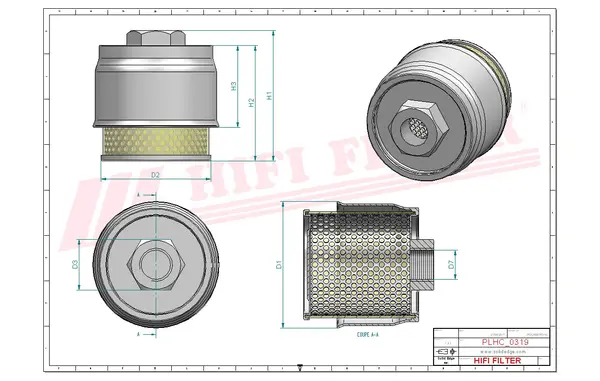 Rysunek wymiarowy Filtr hydrauliczny SH 77058