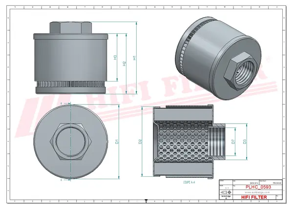 Rysunek wymiarowy Filtr hydrauliczny SH 77154