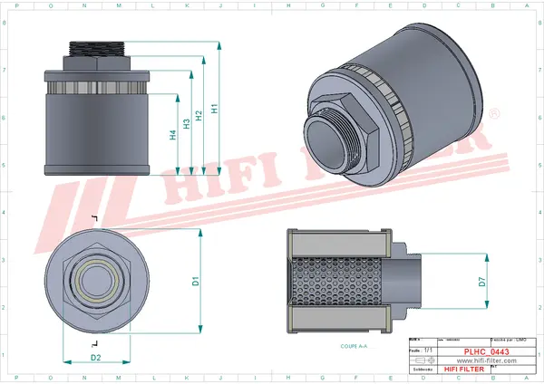 Rysunek wymiarowy Filtr hydrauliczny SH 77271