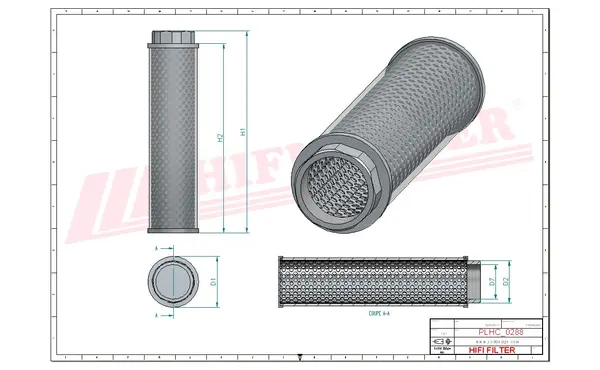 Rysunek wymiarowy Filtr hydrauliczny SH 77308
