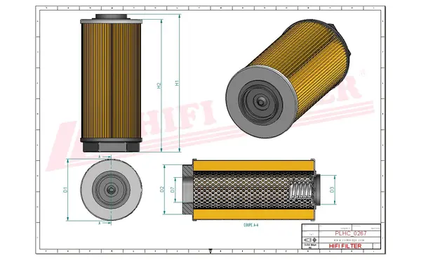 Rysunek wymiarowy Filtr hydrauliczny SH 77568