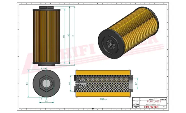 Rysunek wymiarowy Filtr hydrauliczny SH 77645