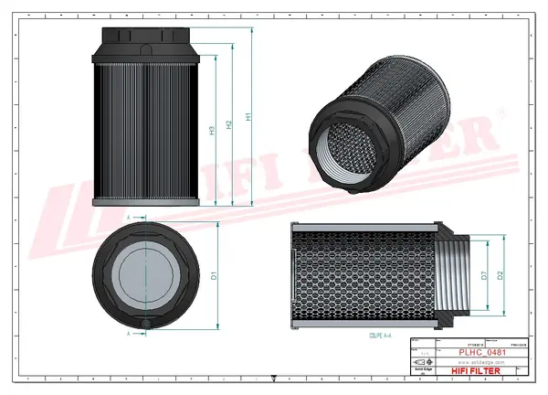 Rysunek wymiarowy Filtr hydrauliczny SH 77674