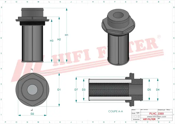 Rysunek wymiarowy Filtr hydrauliczny SH 779001