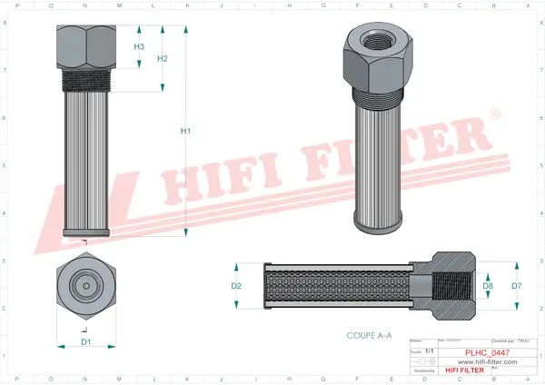 Rysunek wymiarowy Filtr hydrauliczny SH 77912