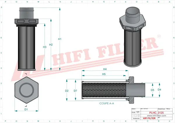 Rysunek wymiarowy Filtr hydrauliczny SH 77915