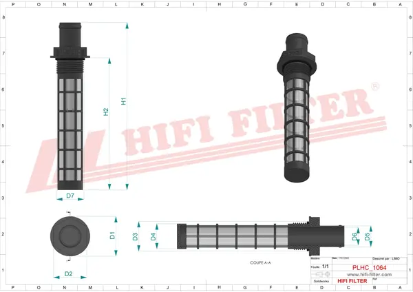 Rysunek wymiarowy Filtr hydrauliczny SH 77977