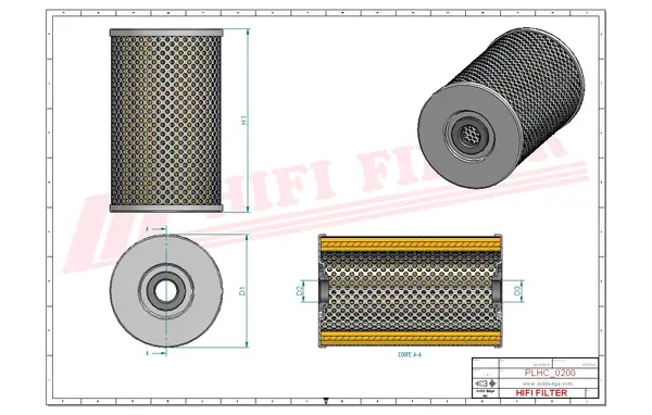 Rysunek wymiarowy Filtr hydrauliczny SH 78001