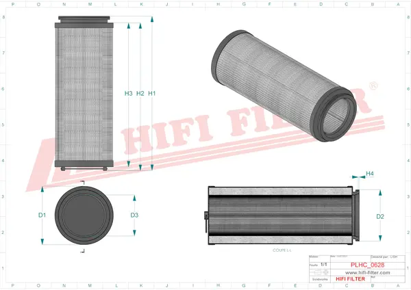 Rysunek wymiarowy Filtr hydrauliczny SH 87719 V