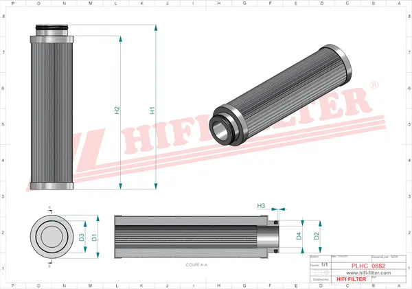 Rysunek wymiarowy Filtr hydrauliczny SH 87782 V