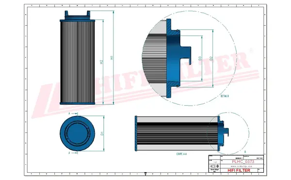 Rysunek wymiarowy Filtr hydrauliczny SH 87823 V