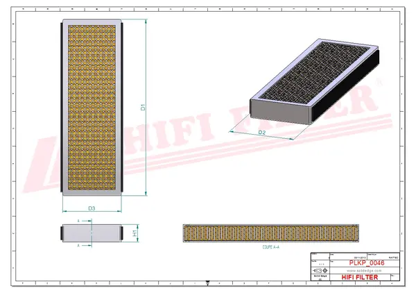 Rysunek wymiarowy Filtr kabinowy kategorii 1 SC 40090 CAG