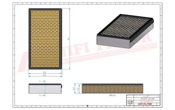 Rysunek wymiarowy Filtr kabinowy kategorii 1 SC 90080 CAG