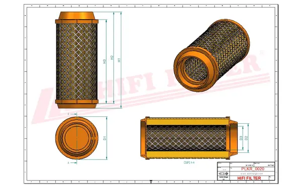 Rysunek wymiarowy Filtr kabinowy kategorii 1 SC 90183 CAK