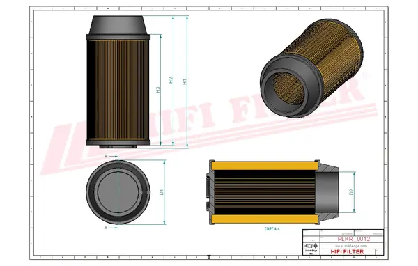 Rysunek wymiarowy Filtr kabinowy kategorii 2 SC 50141