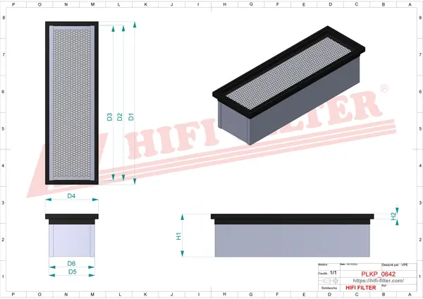 Rysunek wymiarowy Filtr kabinowy kategorii 4 SC 50375 PAV4