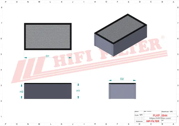 Rysunek wymiarowy Filtr kabinowy kategorii 4 SC 70175 PAV4