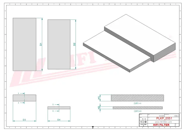 Rysunek wymiarowy Filtr kabinowy kit KC 90408