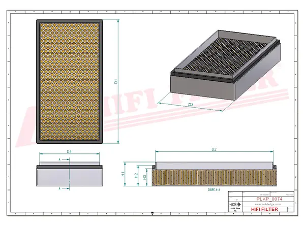 Rysunek wymiarowy Filtr kabinowy SC 11627