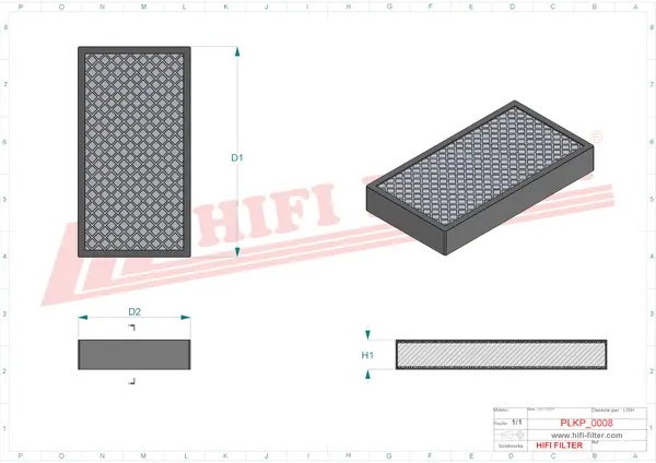 Rysunek wymiarowy Filtr kabinowy SC 11628