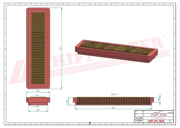 Rysunek wymiarowy Filtr kabinowy SC 17067