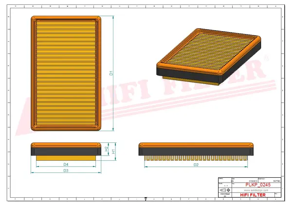 Rysunek wymiarowy Filtr kabinowy SC 17110