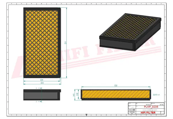 Rysunek wymiarowy Filtr kabinowy SC 17683 CAG