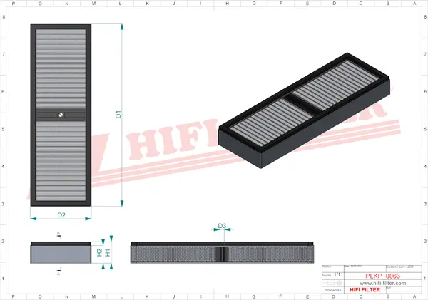 Rysunek wymiarowy Filtr kabinowy SC 33366
