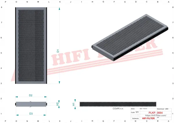 Rysunek wymiarowy Filtr kabinowy SC 40020