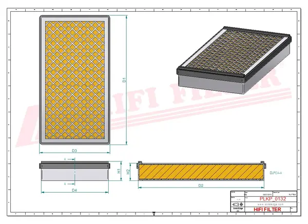 Rysunek wymiarowy Filtr kabinowy SC 40065 CAG