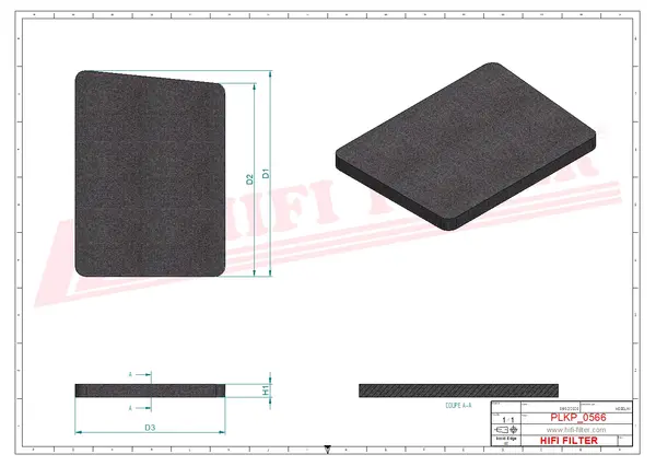 Rysunek wymiarowy Filtr kabinowy SC 40144