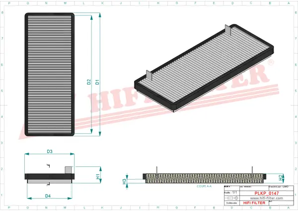 Rysunek wymiarowy Filtr kabinowy SC 4044