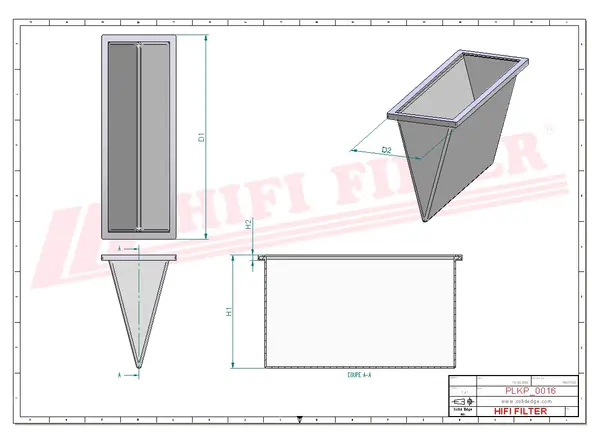 Rysunek wymiarowy Filtr kabinowy SC 50021