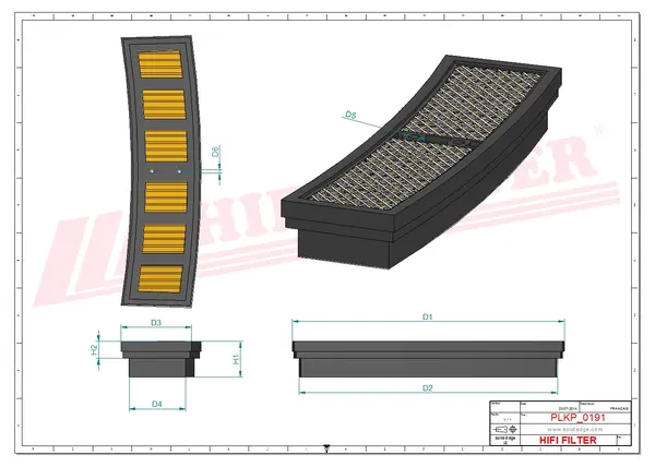 Rysunek wymiarowy Filtr kabinowy SC 50153