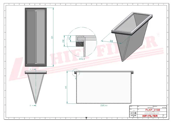 Rysunek wymiarowy Filtr kabinowy SC 50164