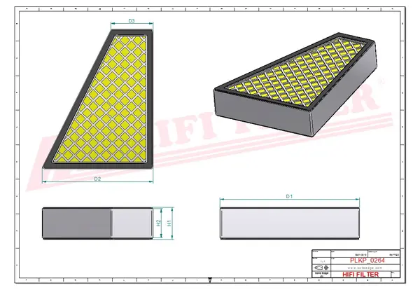 Rysunek wymiarowy Filtr kabinowy SC 50177