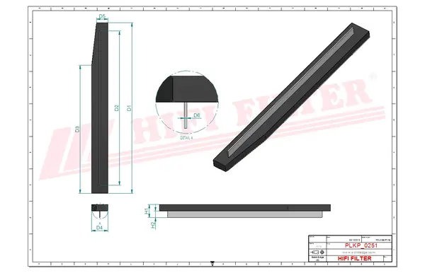 Rysunek wymiarowy Filtr kabinowy SC 50183