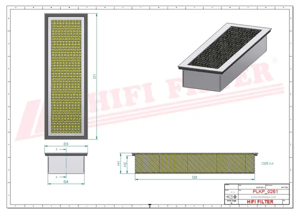 Rysunek wymiarowy Filtr kabinowy SC 50186