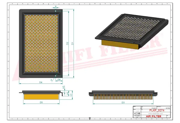 Rysunek wymiarowy Filtr kabinowy SC 50195