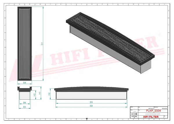 Rysunek wymiarowy Filtr kabinowy SC 50223