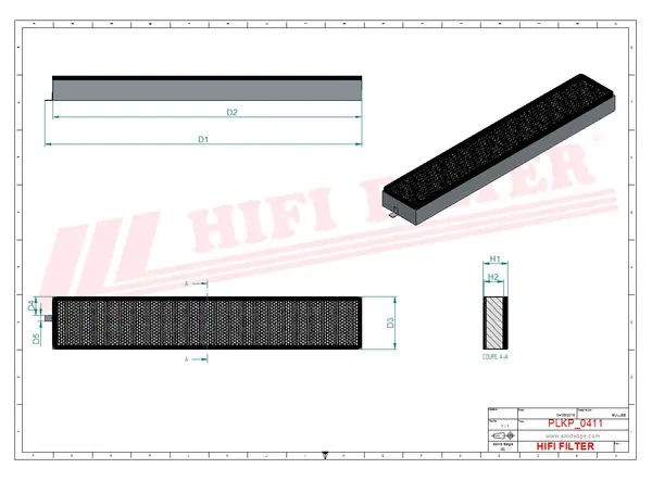 Rysunek wymiarowy Filtr kabinowy SC 50253 CAG