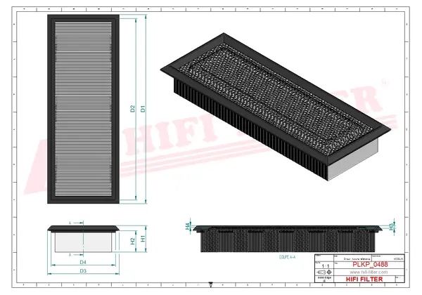 Rysunek wymiarowy Filtr kabinowy SC 50275