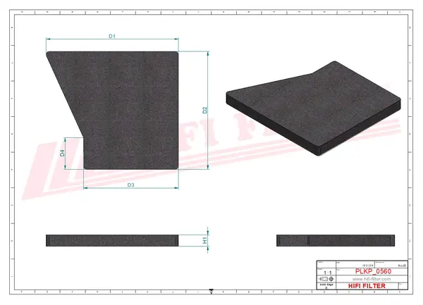 Rysunek wymiarowy Filtr kabinowy SC 50308 CA