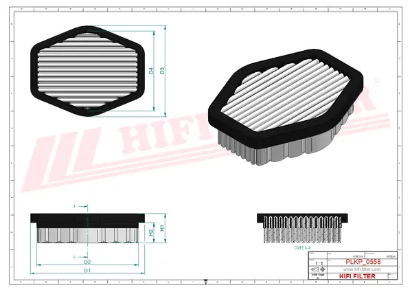 Rysunek wymiarowy Filtr kabinowy SC 50324